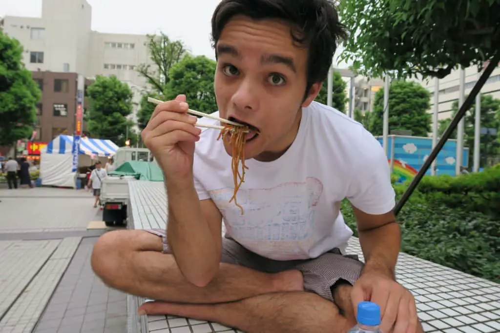 slurping Japanese noodles