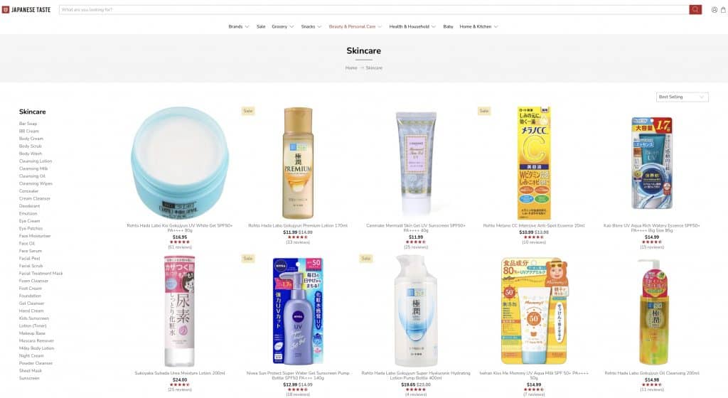 japanese skincare products from japanese taste