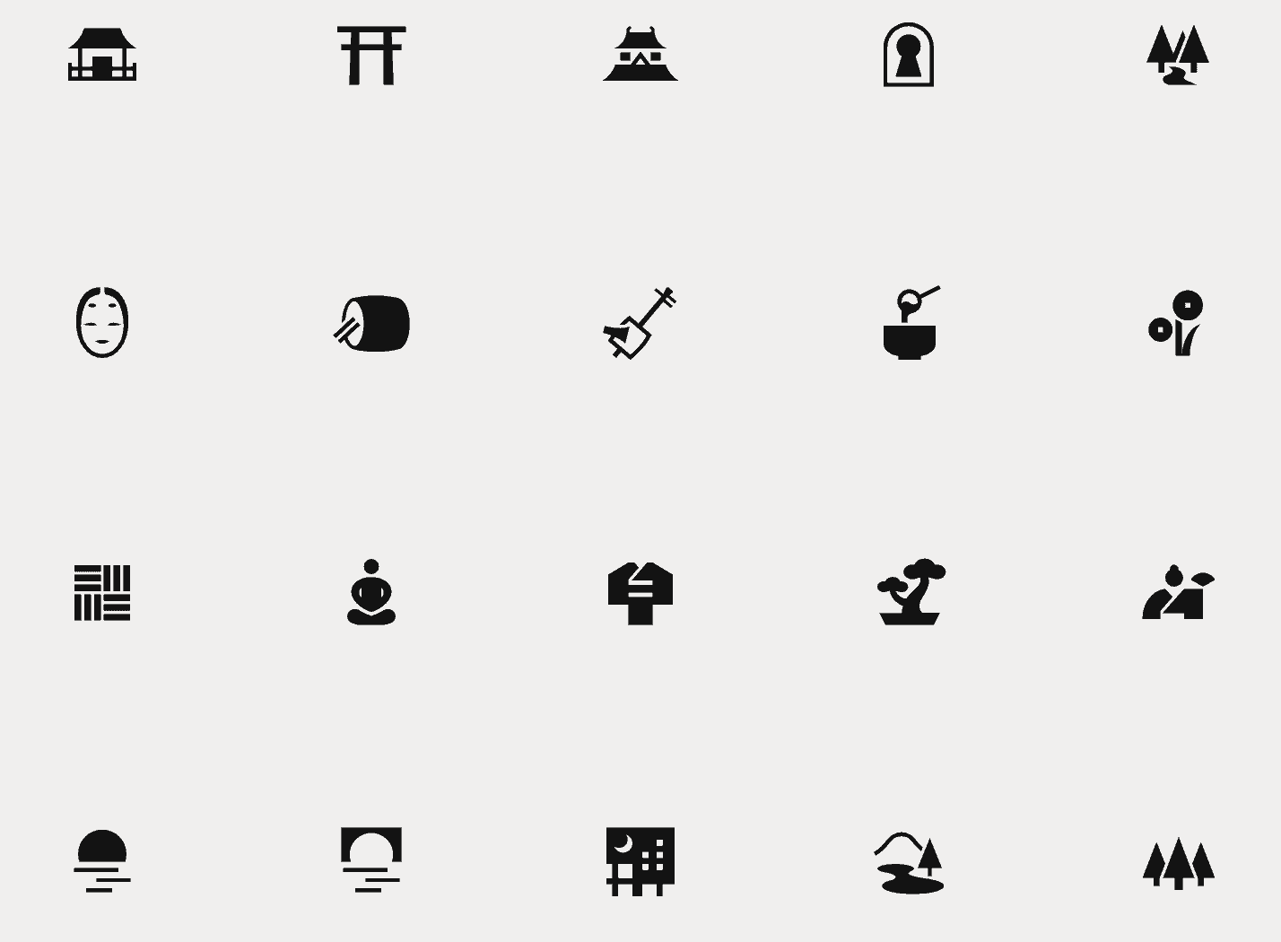 Japanese pictograms a day of zen