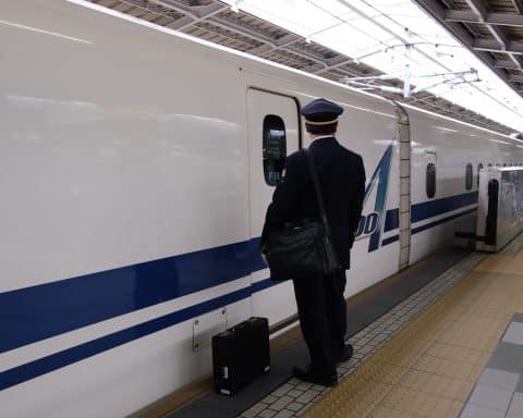 shinkansen driver waiting to get onto train