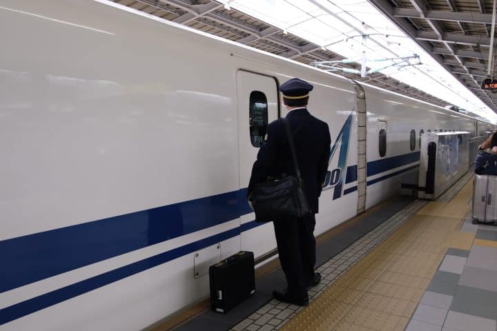 shinkansen driver waiting to get onto train