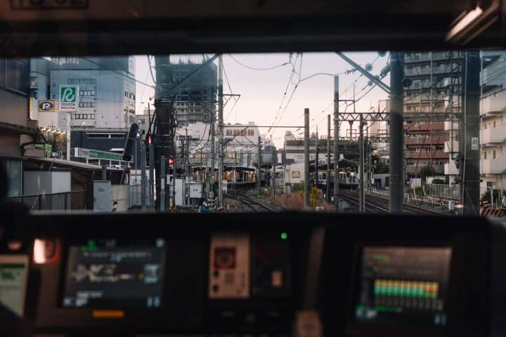 Inside front of train view