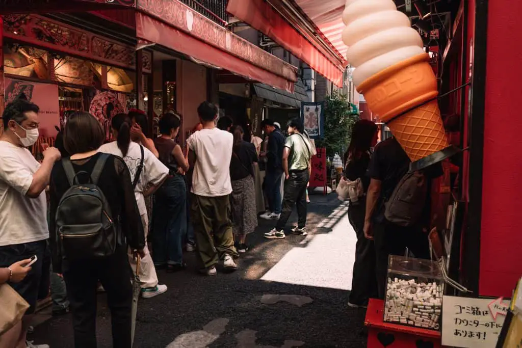 people queueing for food Japan