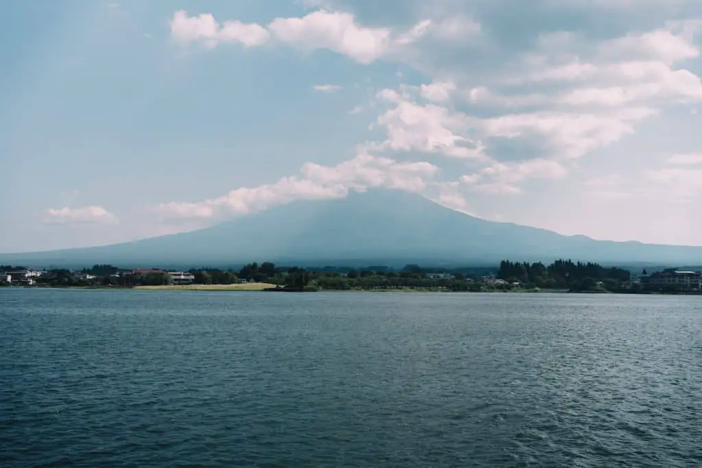 Mount Fuji from lake kawaguchi boat tour