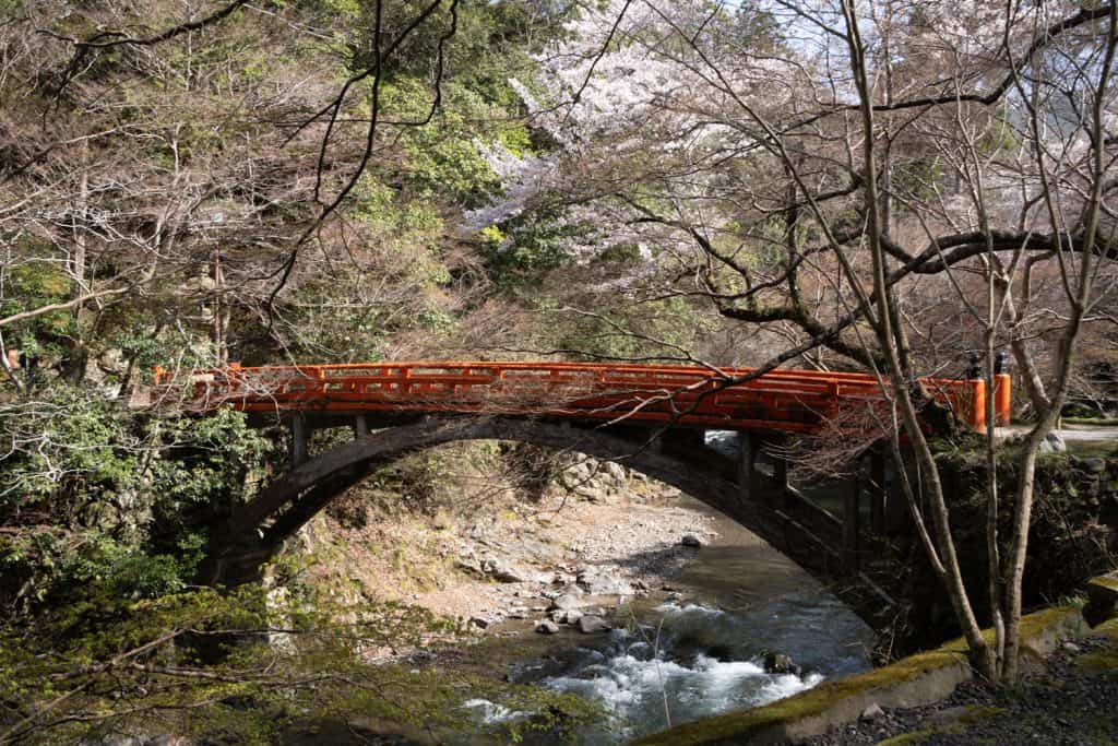 red bridge in Kyoto