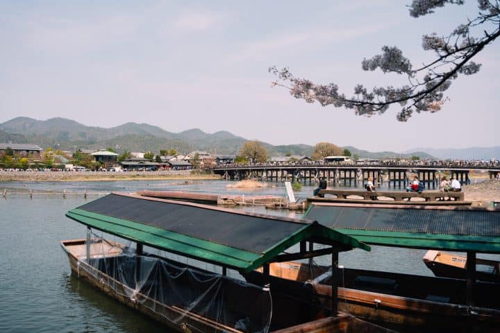 Arashiyama river with boat